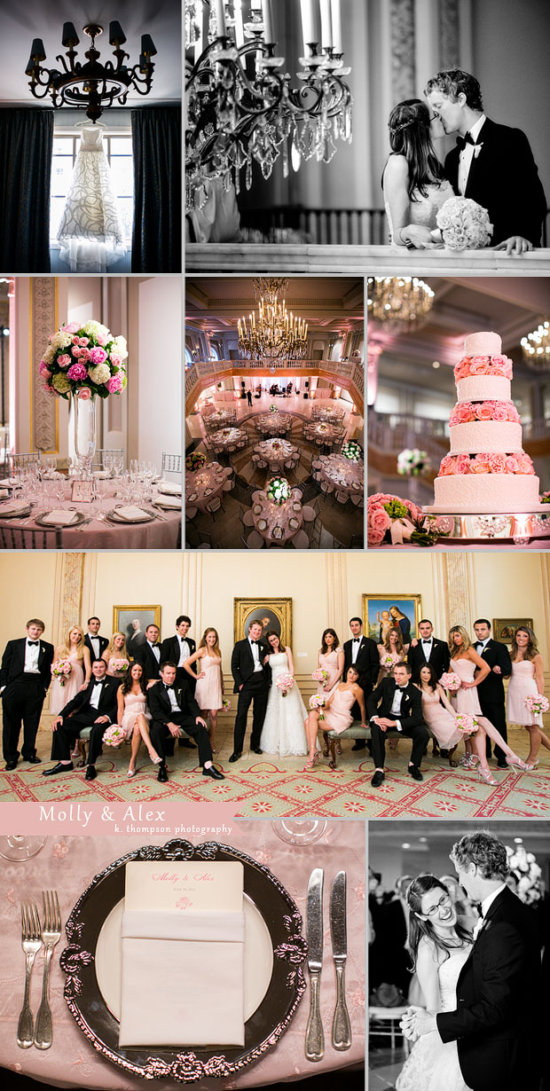 Pink elegant wedding ceremony and reception at the National Museum of Women in the Arts DC