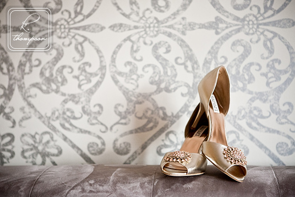 Bride's gold shoes for her Corcoran Gallery of Art Wedding in DC
