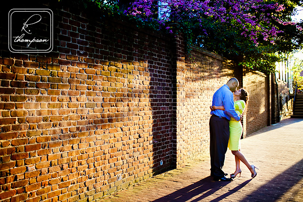 Engagement session in Georgetown DC with brick wall