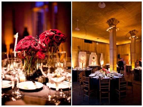 Classic romantic red and black wedding reception at Halcyon House in Georgetown DC