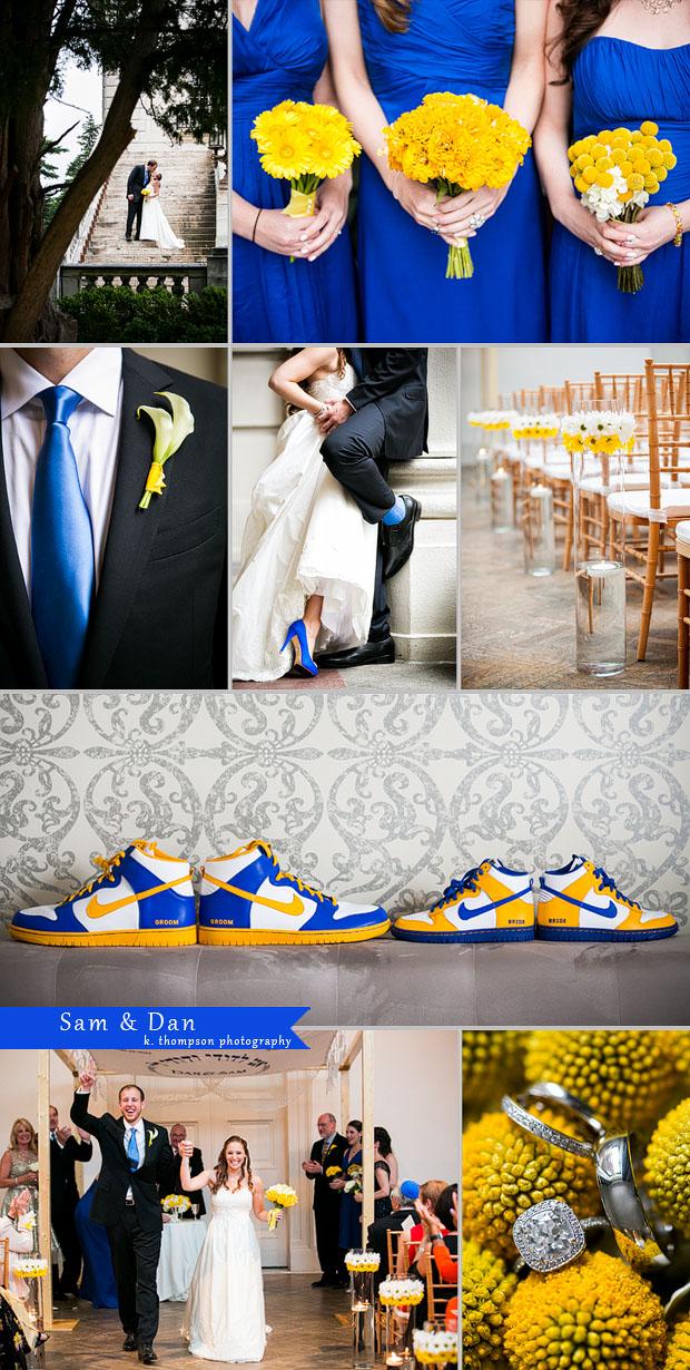 Blue and Yellow Wedding Ceremony at the Corcoran Gallery of Art in DC