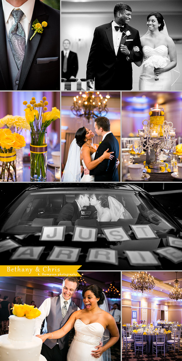 Yellow Gray and Blue Wedding Reception Photography at Westwood Country Club in VA 