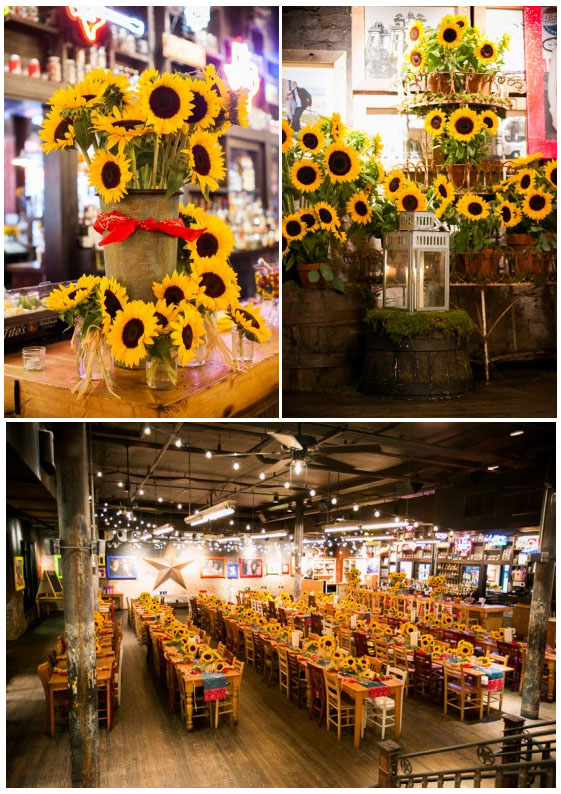Sunflower rehearsal dinner wedding photography at Hill Country BBQ in DC